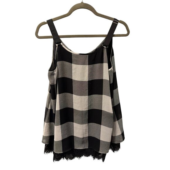 Lane Bryant Black & White Checkered Tank Top With Lace Hem Size 14W  Blouse. NWT - Picture 11 of 12